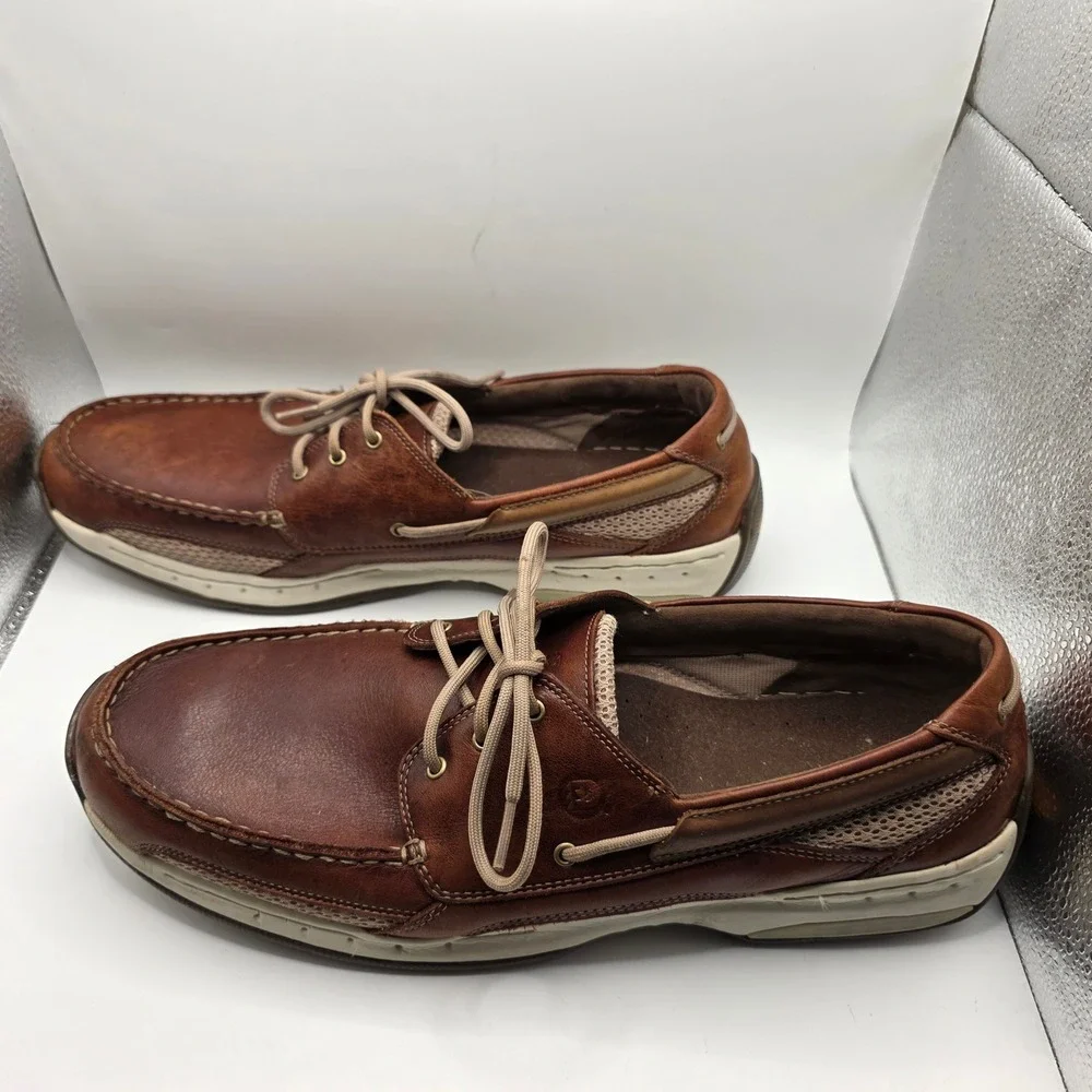 Dunham Captain Mens 14 D Brown Leather Boat Shoes Nautical Loafers MCN410BR
